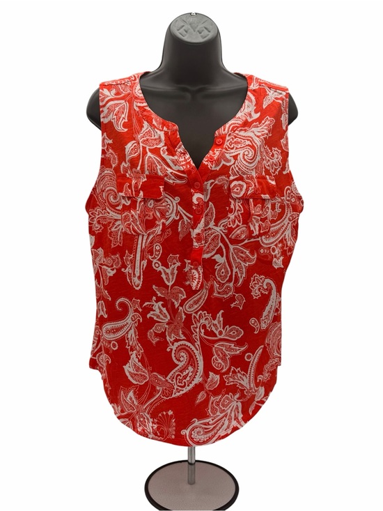 New York & Company Tops - NY&C SoHo Jeans Collection Sleeveless Red Paisley Button-Front Women's Top